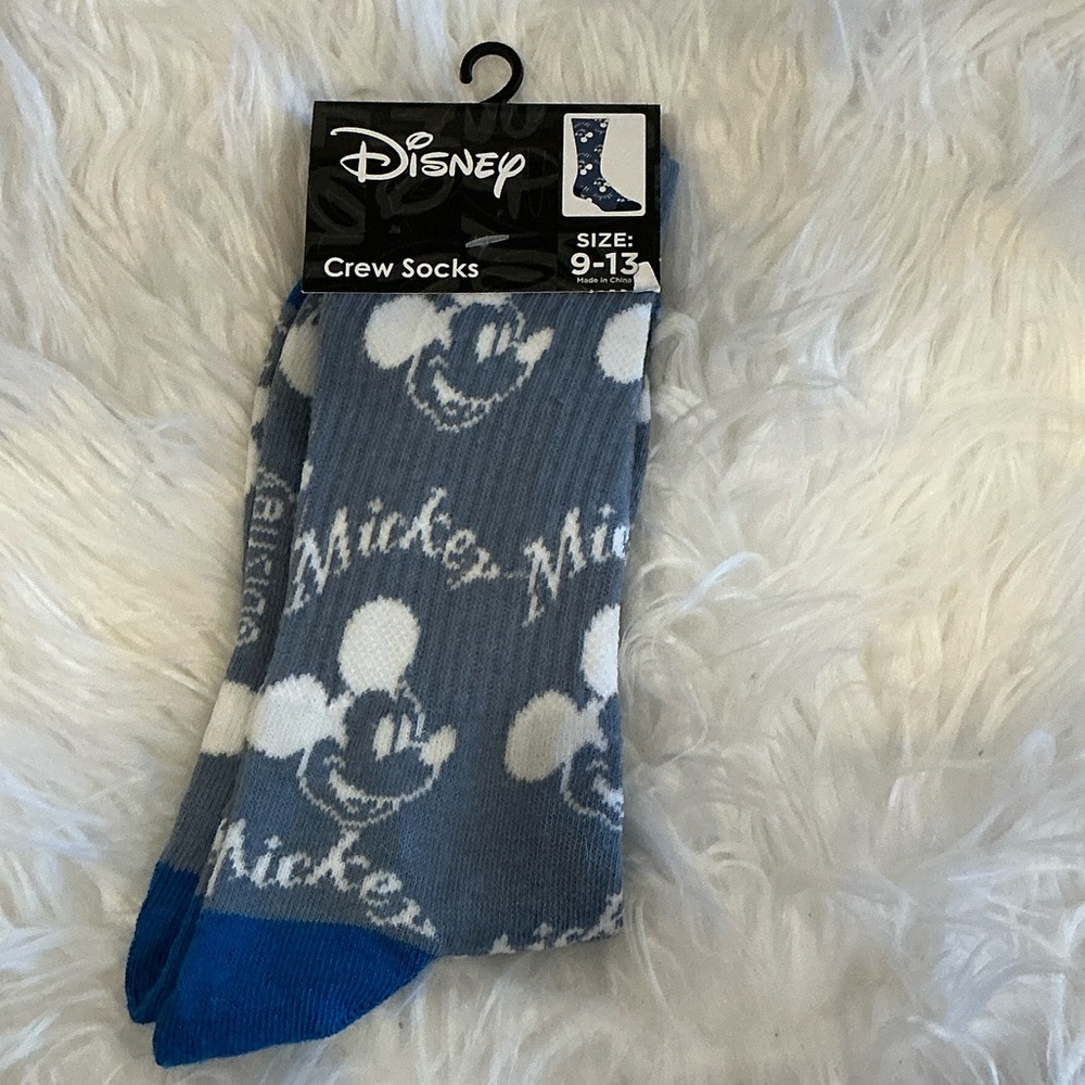 Disney Mickey Mouse Blue and White Crew Socks